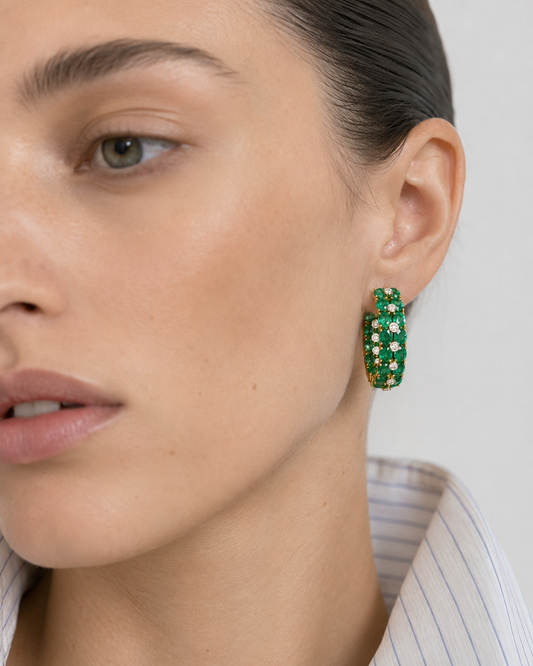 EMERALD DOUBLE HOOPS