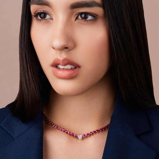 AMORE RUBY AND HEART NECKLACE