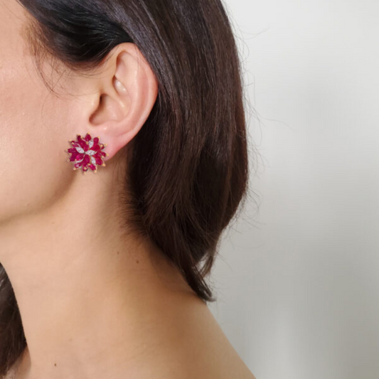 RUBY WATERLILY EARRINGS