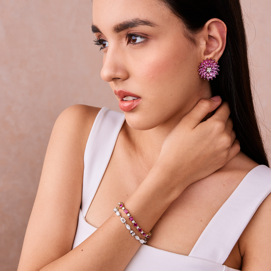 PINK SAPPHIRE FLOWER EARRINGS