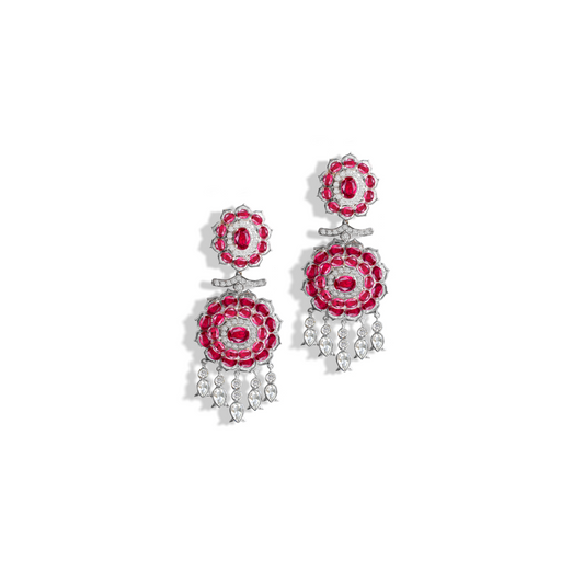 RUBY AND DIAMOND LONG EARRINGS