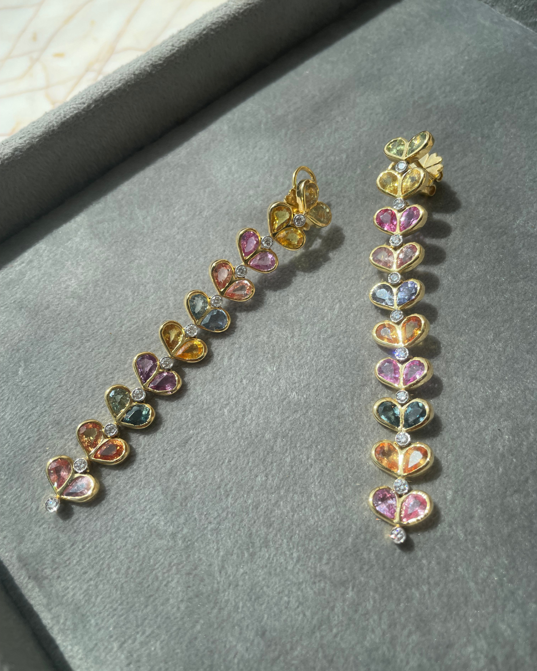 Amore Coloured Heart Earrings worn – fine jewellery from Shruti Sushma Amore collection