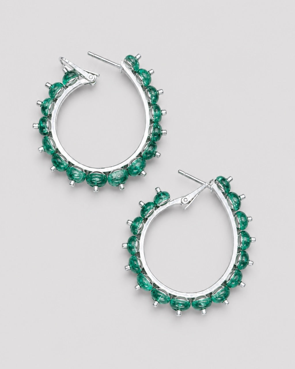 EMERALD BEAD HOOPS