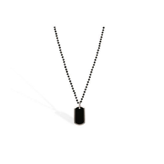 BLACK ONYX AND WHITE GOLD TAG