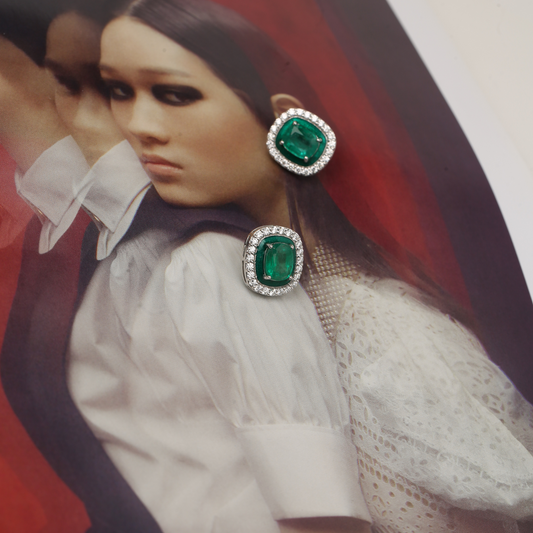 EMERALD ENAMEL EARRINGS