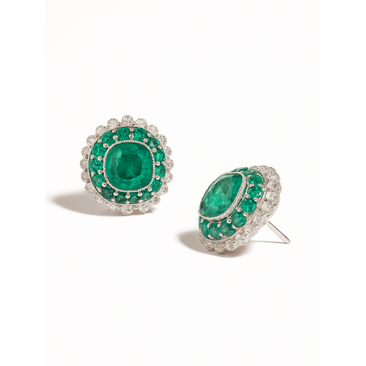 EMERALD AND DIAMOND EARRINGS