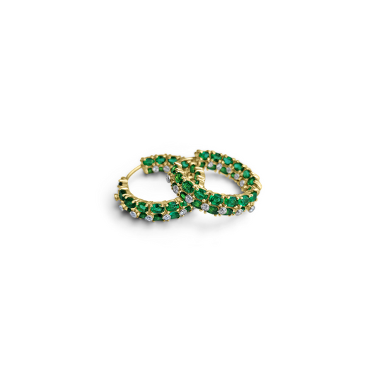 EMERALD DOUBLE HOOPS