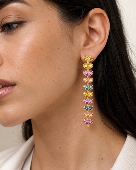 AMORE COLORED HEART EARRINGS