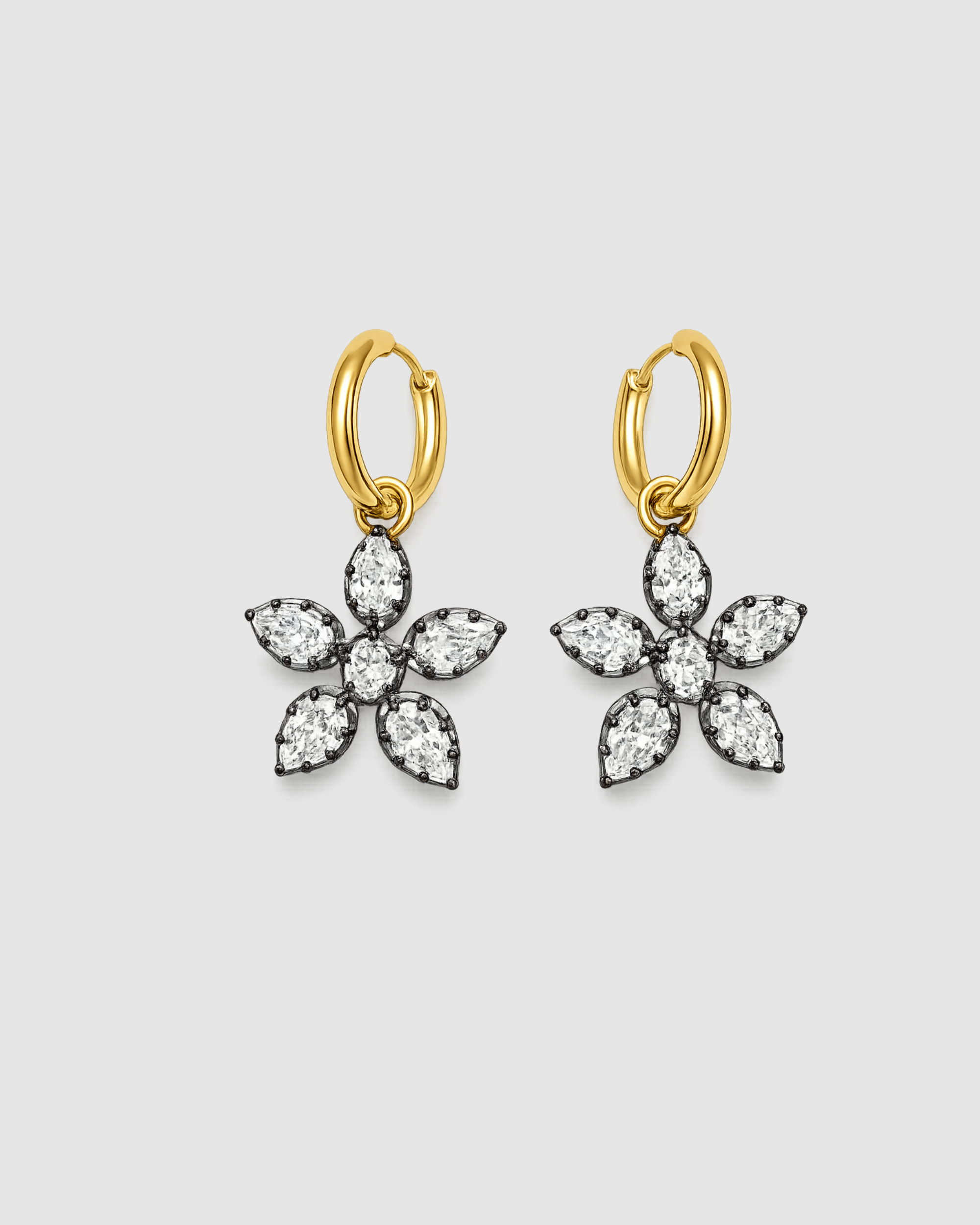 Georgian Set Flower Earrings – 3.274ct natural diamonds in 18k white gold – Shruti Sushma
