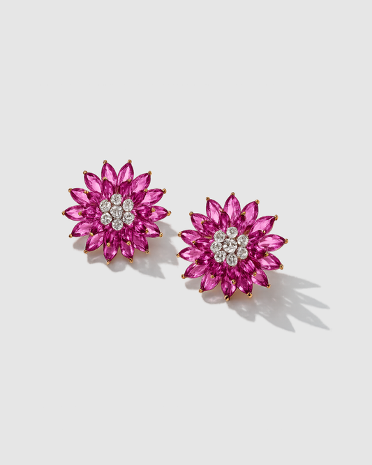 PINK SAPPHIRE WATERLILY EARRINGS