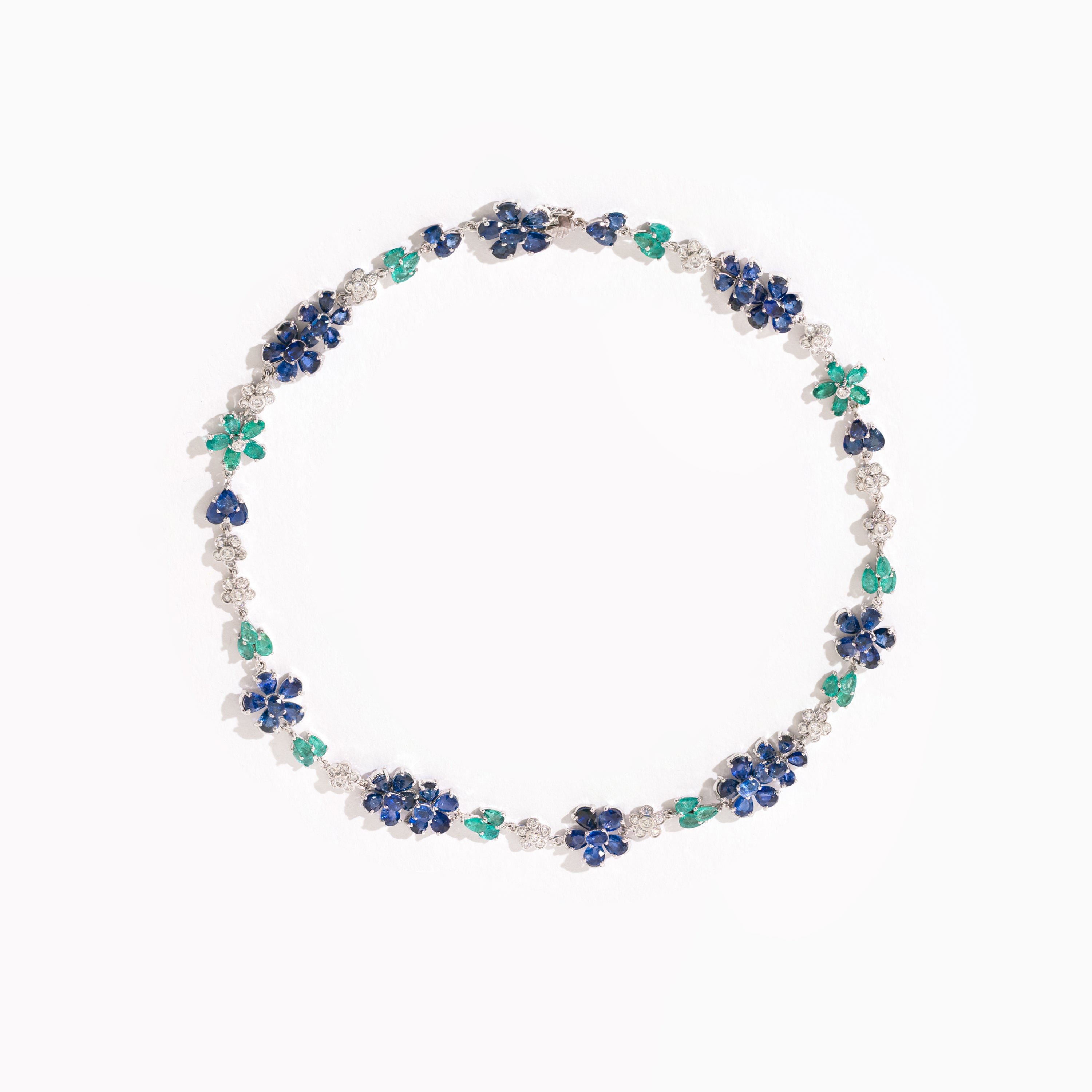 BLOOM BLUE SAPPHIRE AND EMERALD NECKLACE