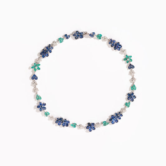 BLOOM BLUE SAPPHIRE AND EMERALD NECKLACE
