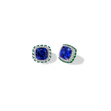 TANZANITE EMERALD AND DIAMOND EARRINGS