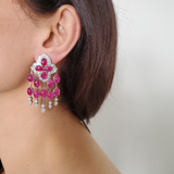 RUBY CABOCHON AND DIAMOND EARRINGS