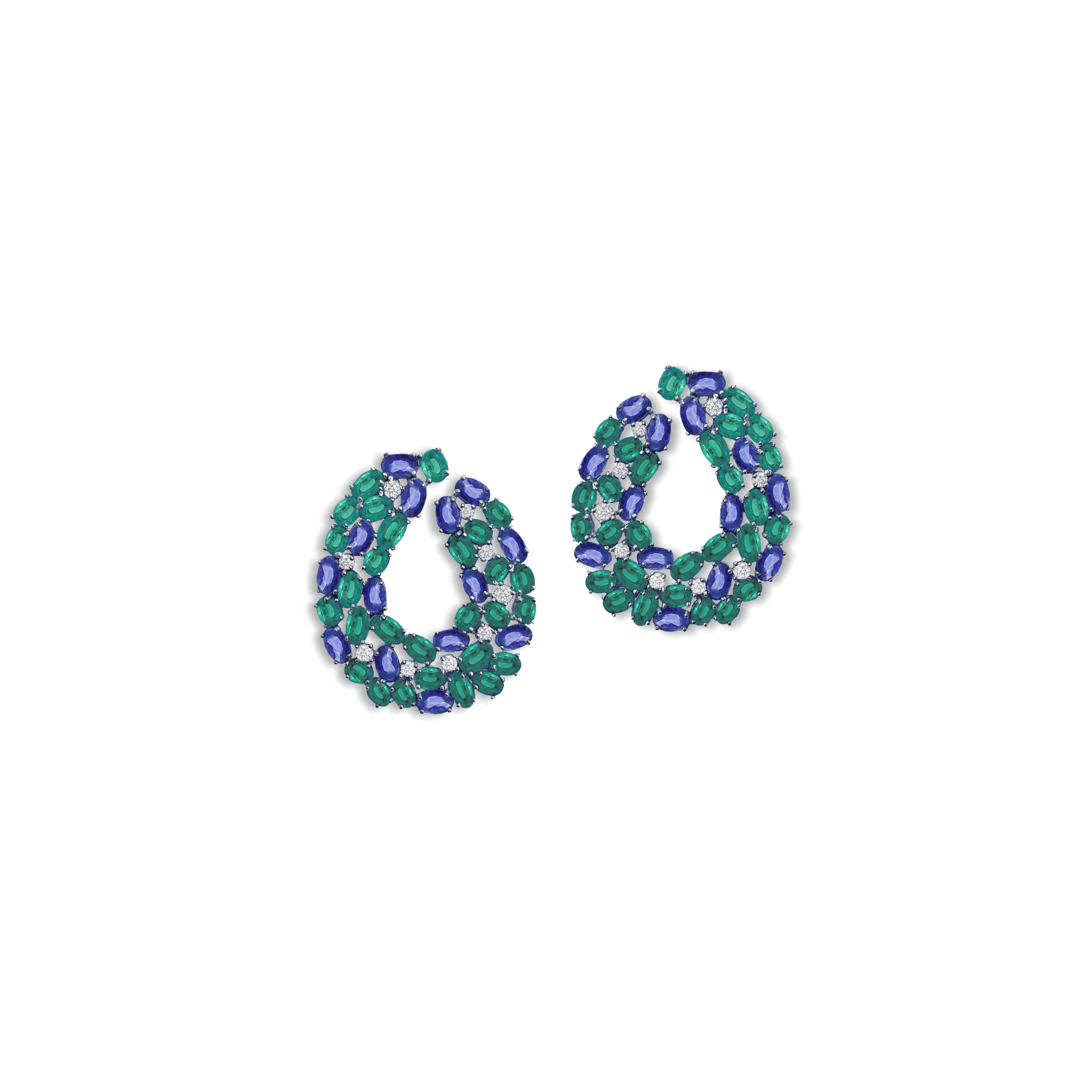 EMERALD AND BLUE SAPPHIRE FRONT HOOPS