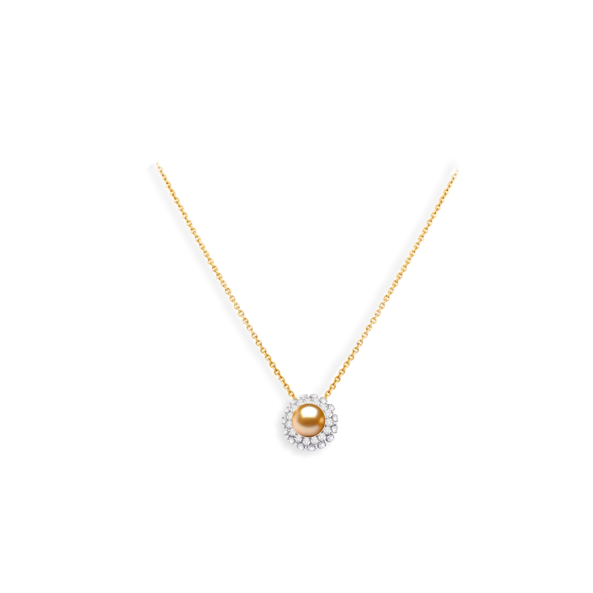 GOLD PEARL AND DIAMOND PENDANT