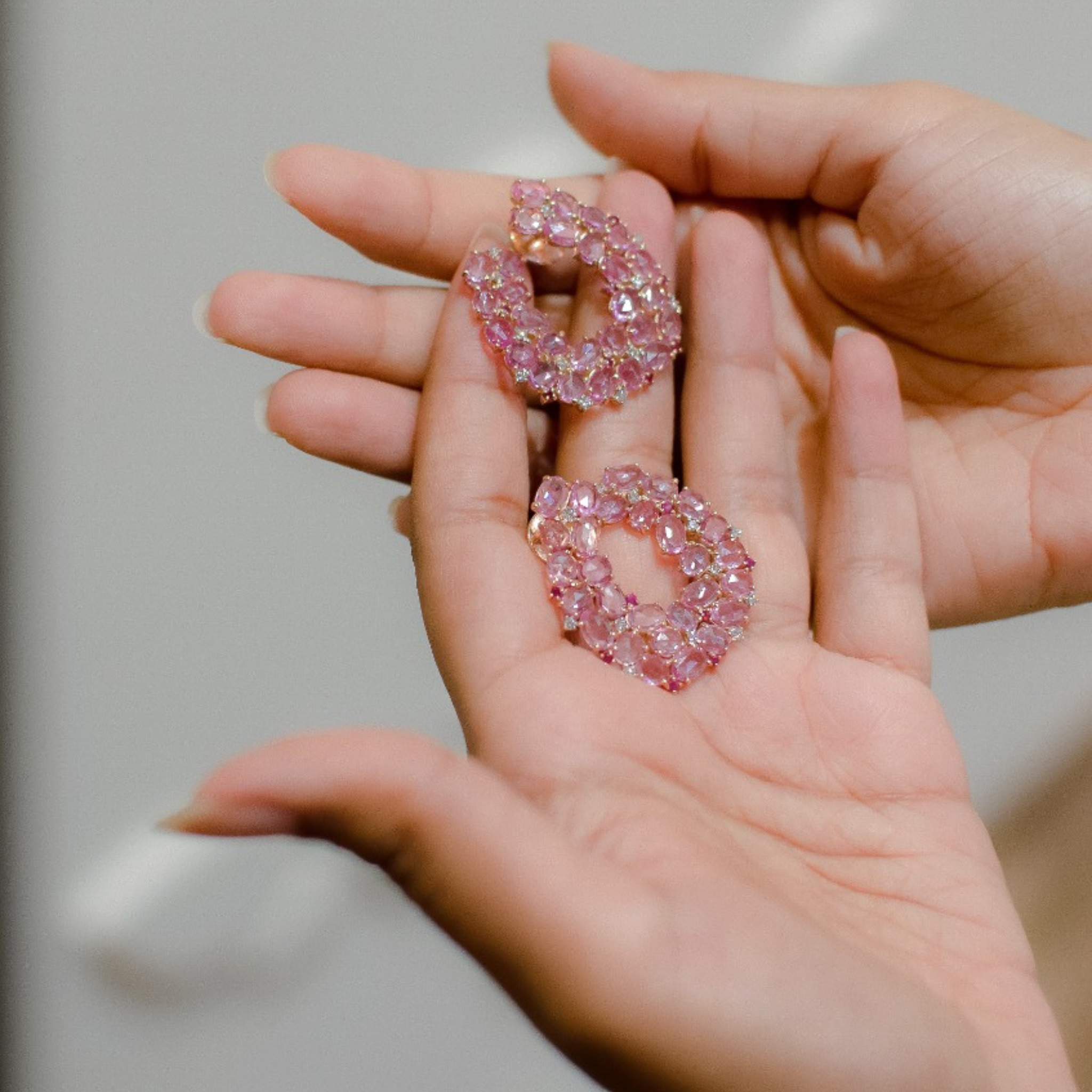 PINK SAPPHIRE FRONT HOOPS