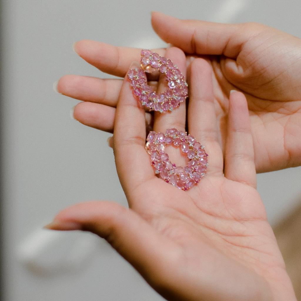 PINK SAPPHIRE FRONT HOOPS – shrutisushma