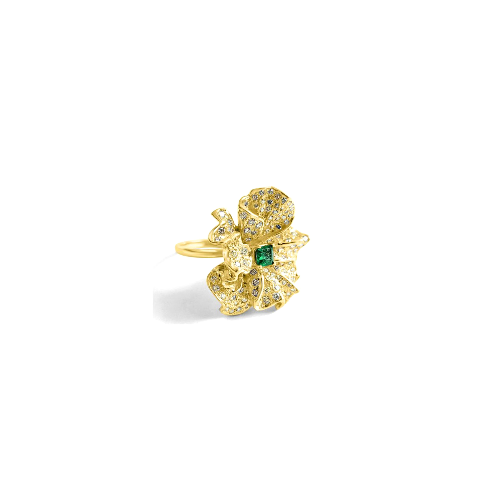 YELLOW DIAMOND FLOWER RING