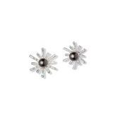 SUN BURST PEARL AND DIAMOND EARRINGS