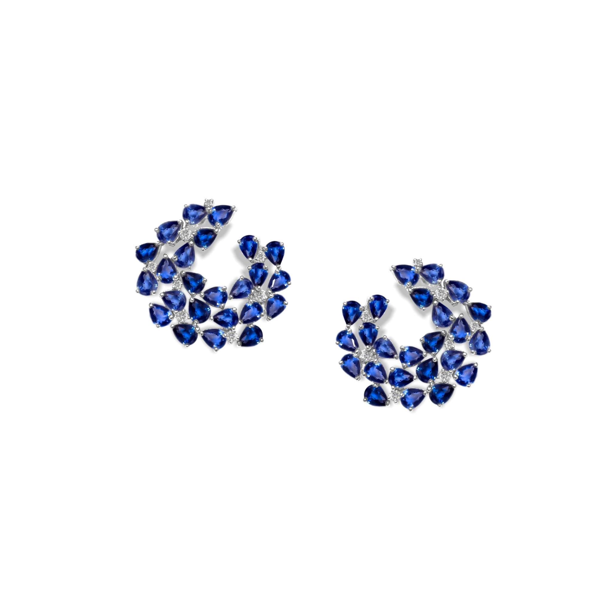 BLUE SAPPHIRE AND DIAMOND FRONT HOOPS