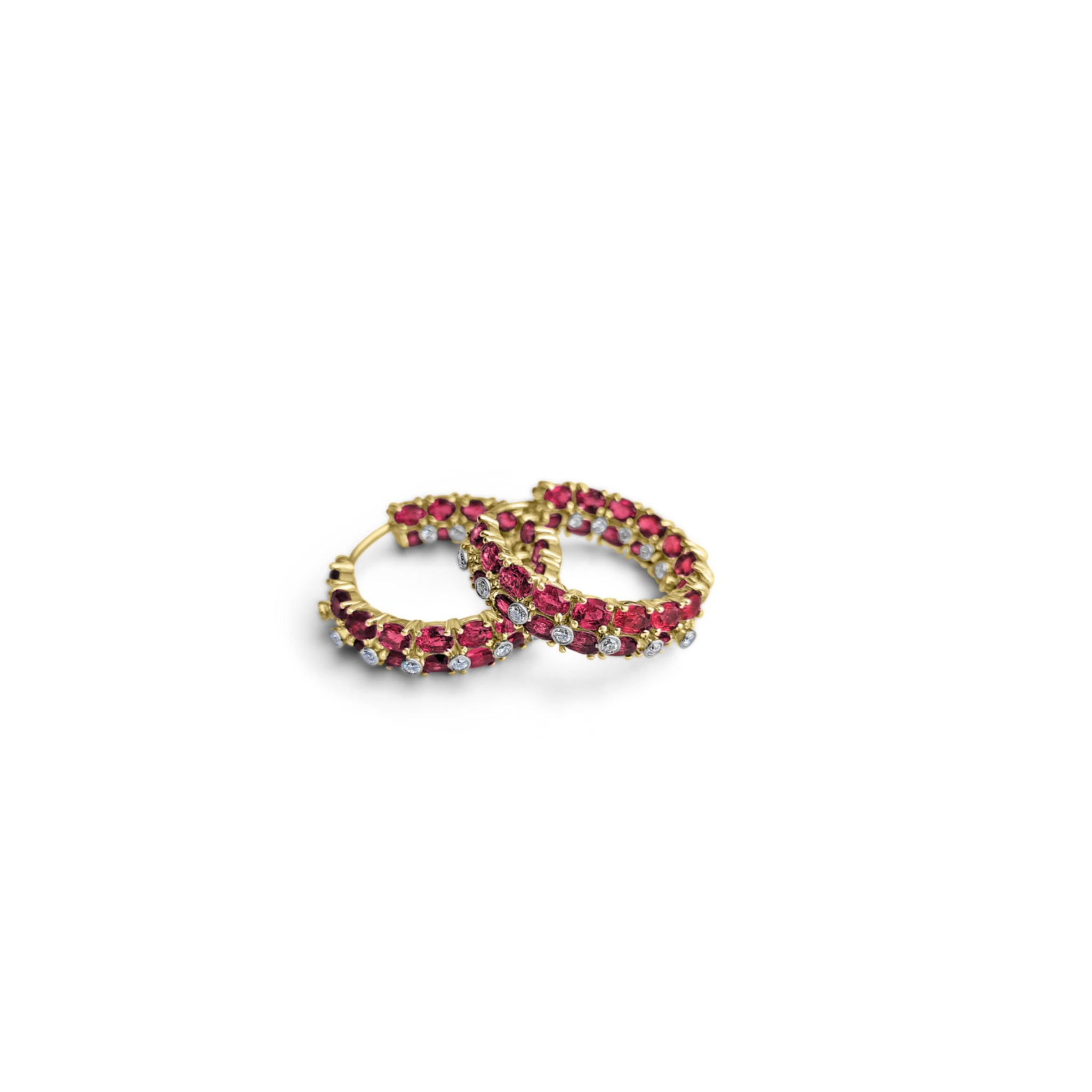 RUBY AND DIAMOND DOUBLE HOOPS