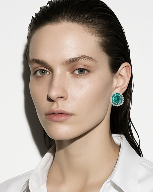 EMERALD AND DIAMOND EARRINGS