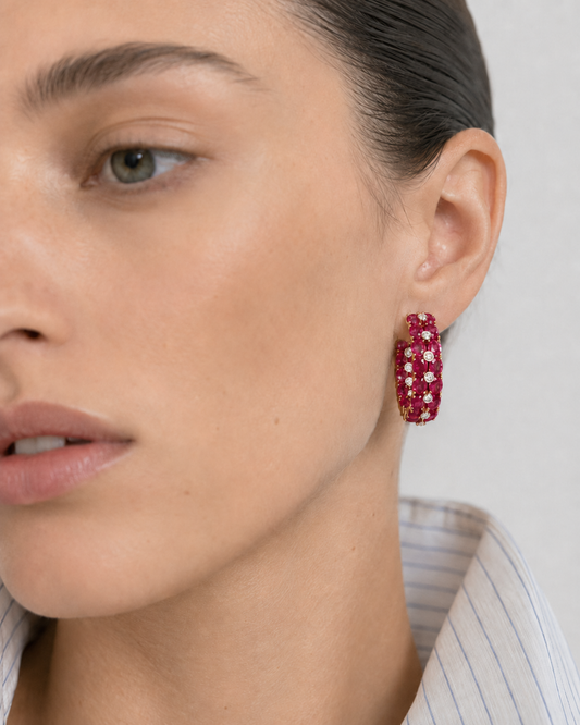 RUBY DOUBLE HOOPS