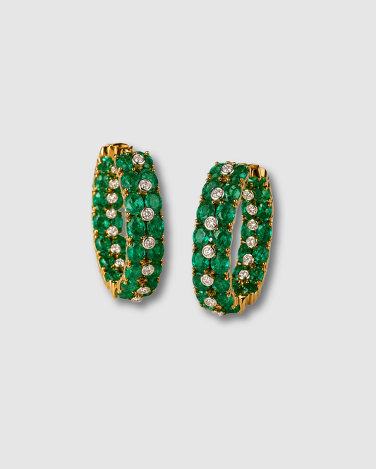 EMERALD DOUBLE HOOPS