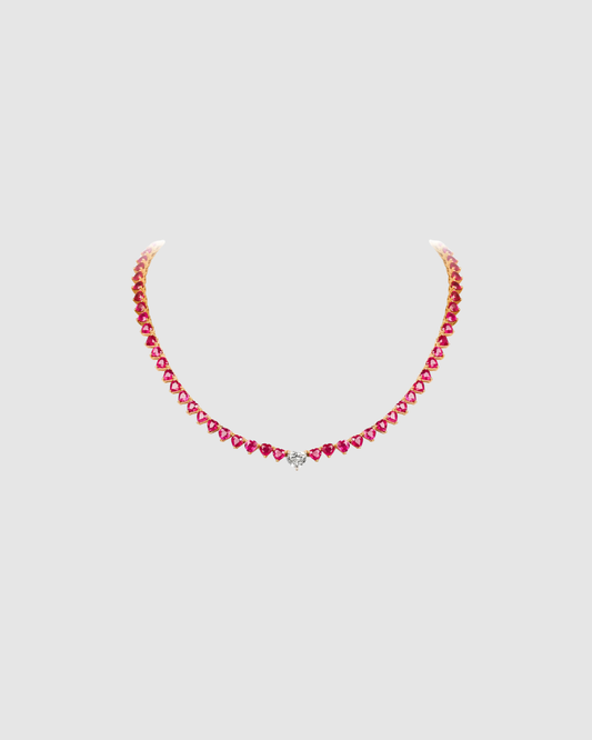 AMORE RUBY AND HEART NECKLACE