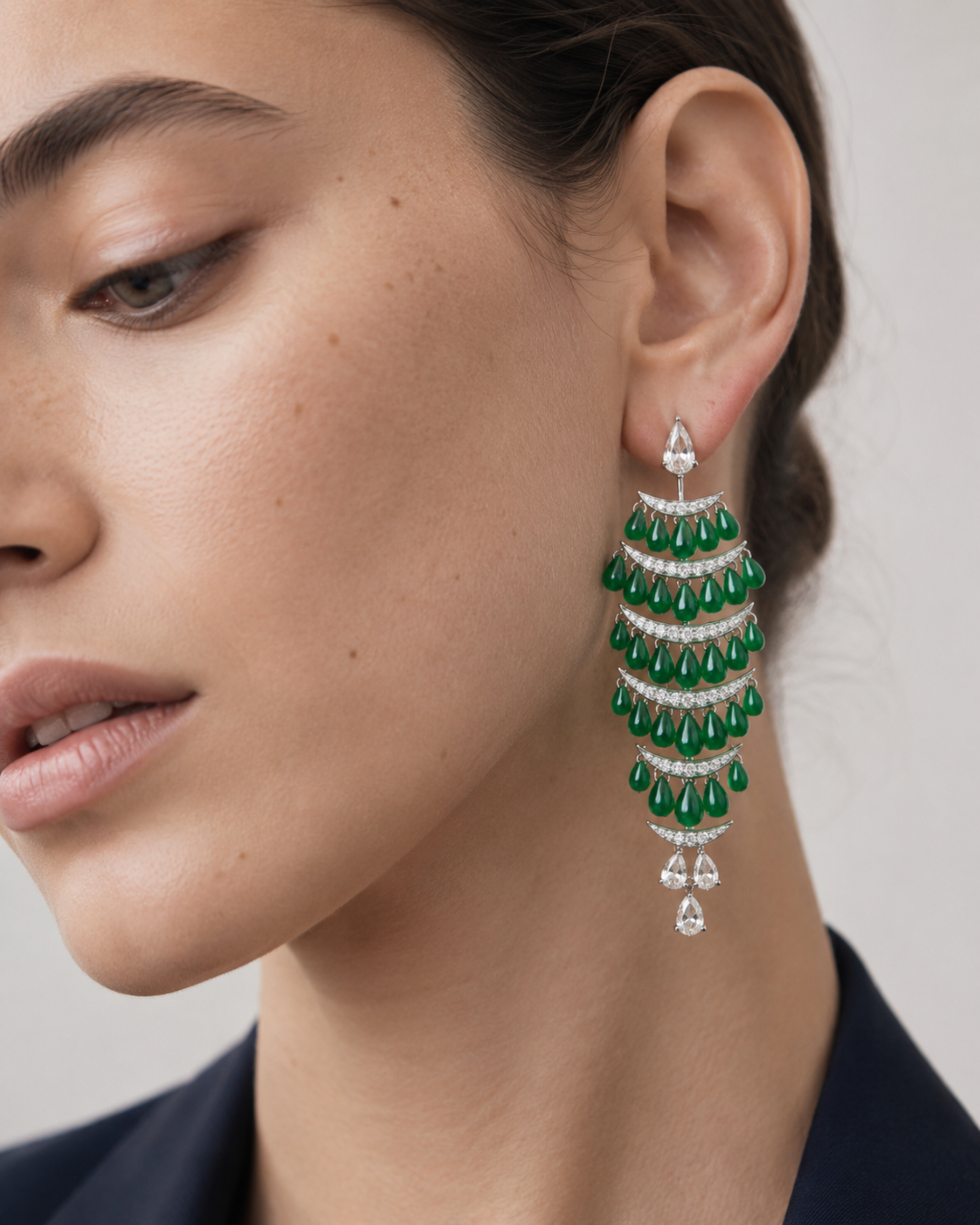EMERALD CRESENT EARRINGS