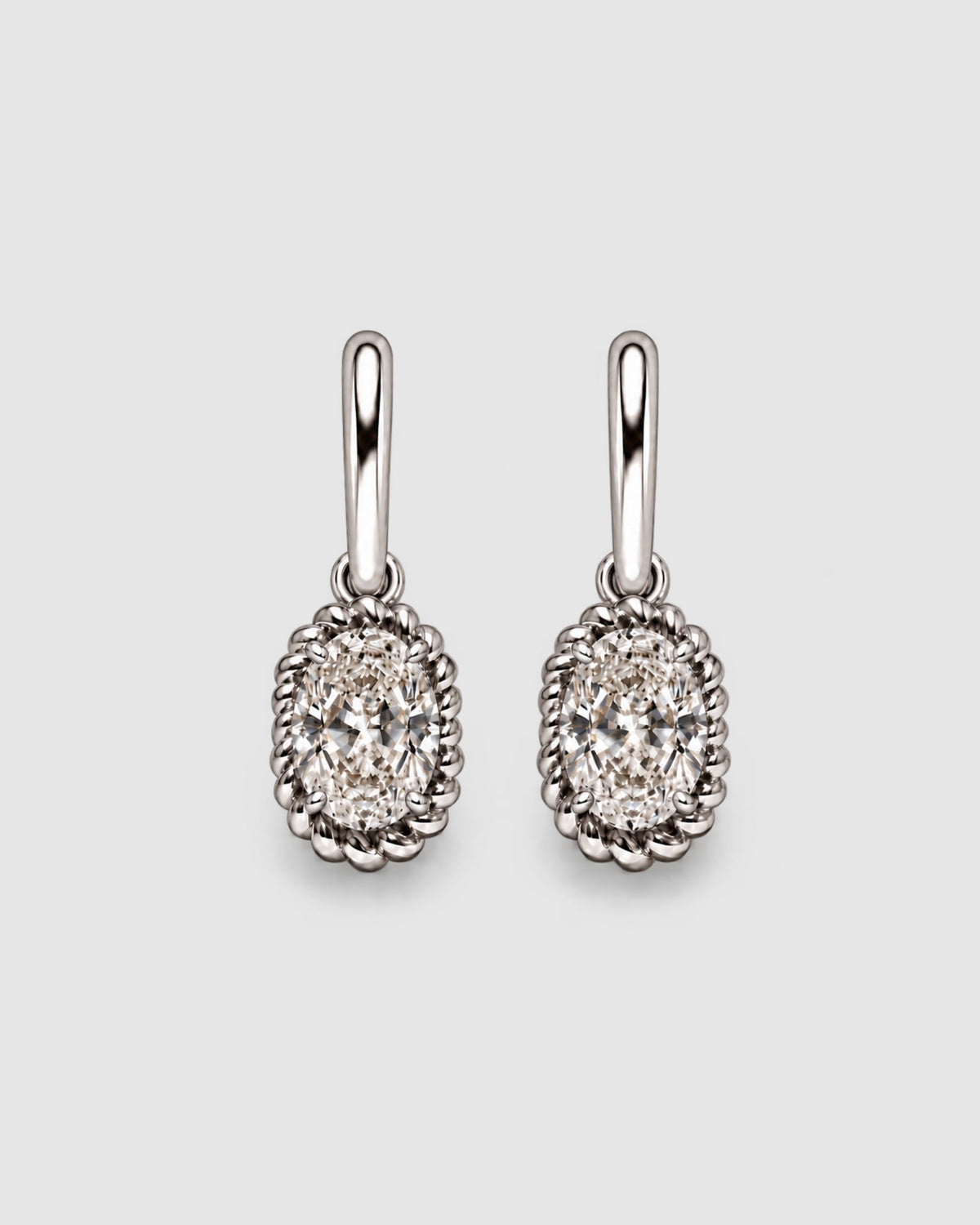 Fil d'Or Oval Diamond Earrings