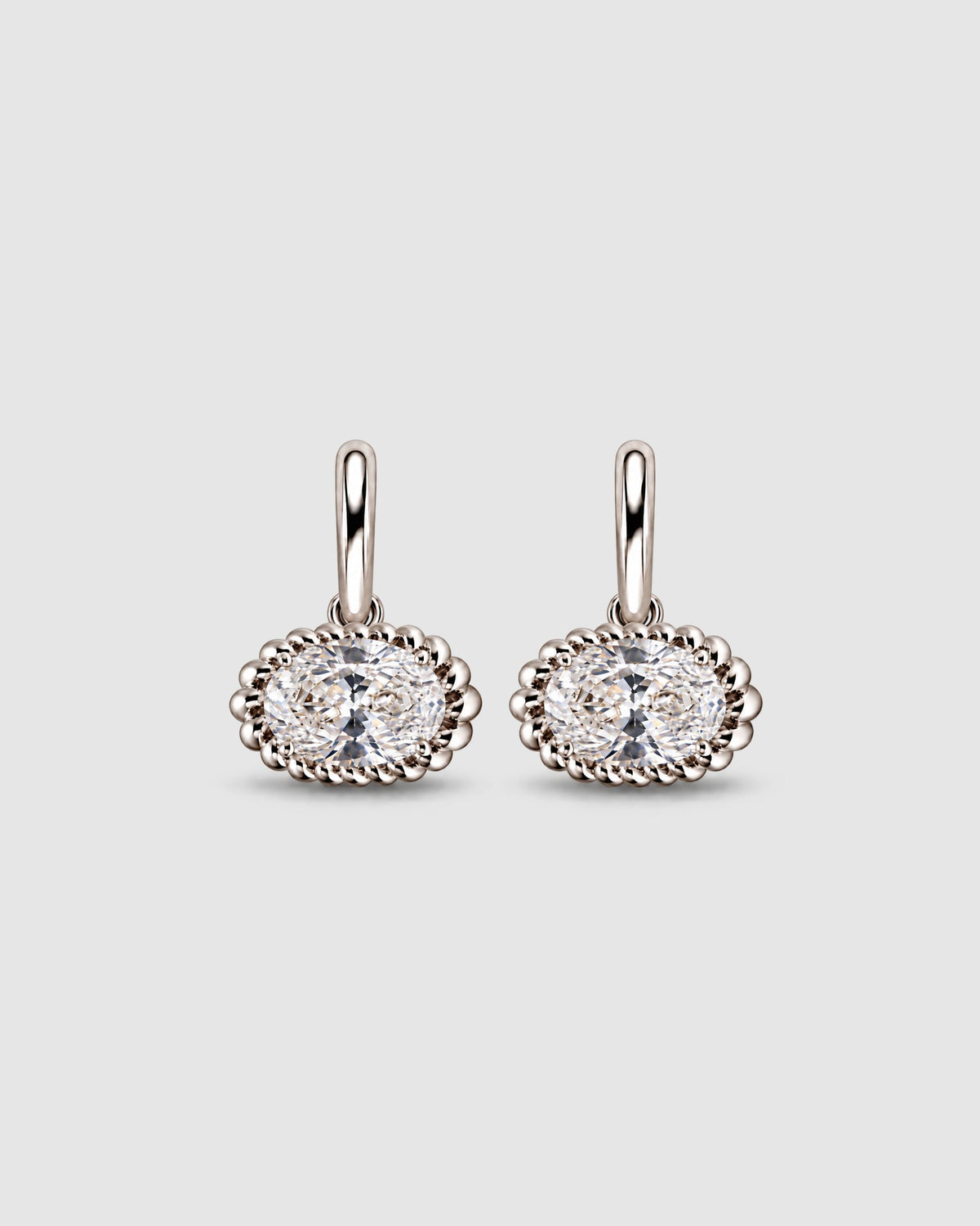 Fil d'Or  Oval Diamond East West Earrings