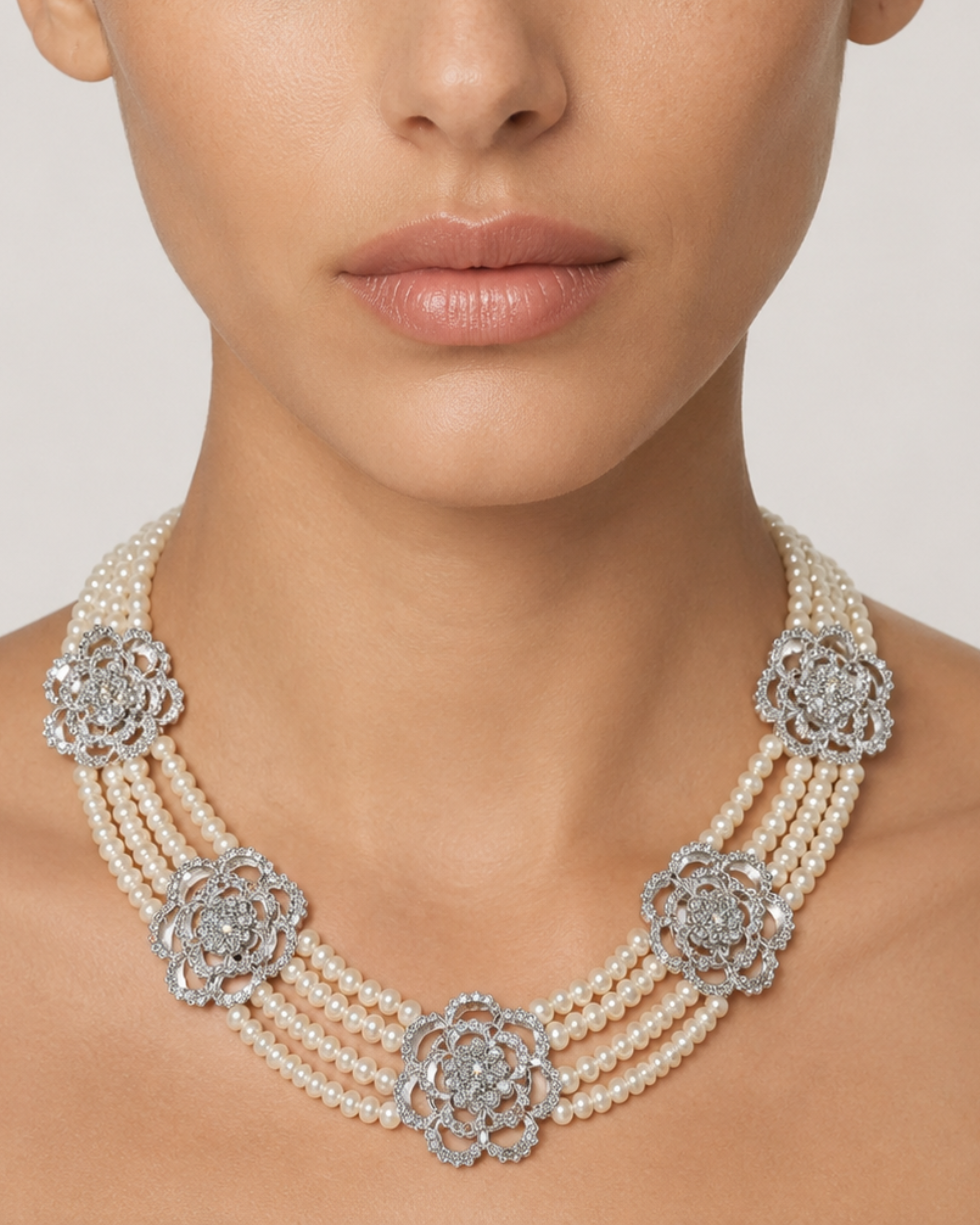 PEARL AND DIAMOND NECKLACE