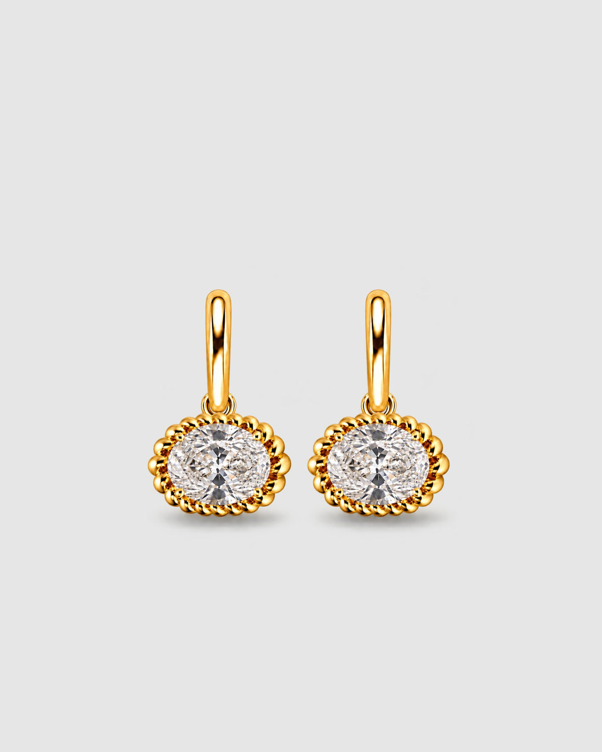 Fil d'Or  Oval Diamond East West Earrings