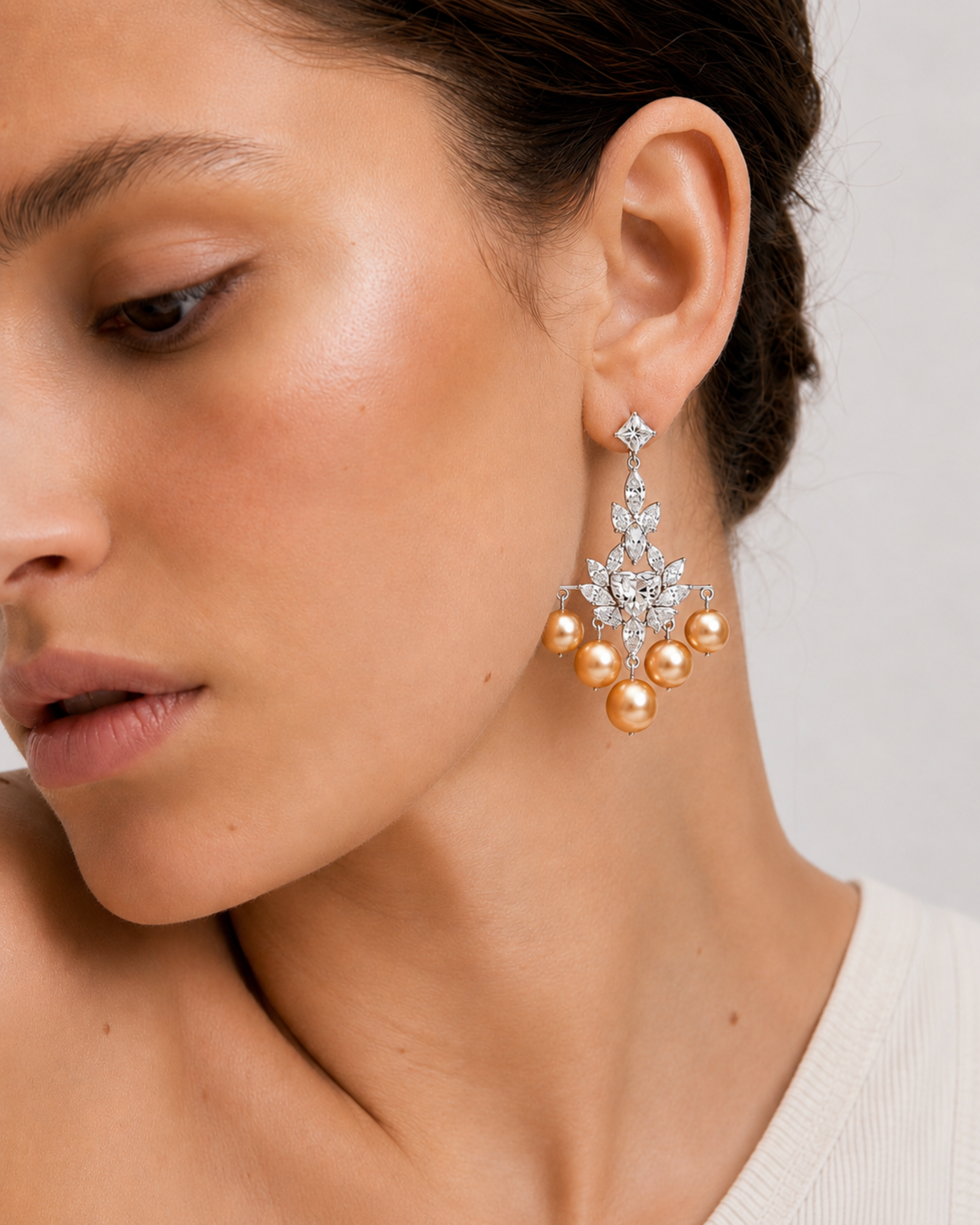 SOLARA PEARL CHANDELIER EARRINGS