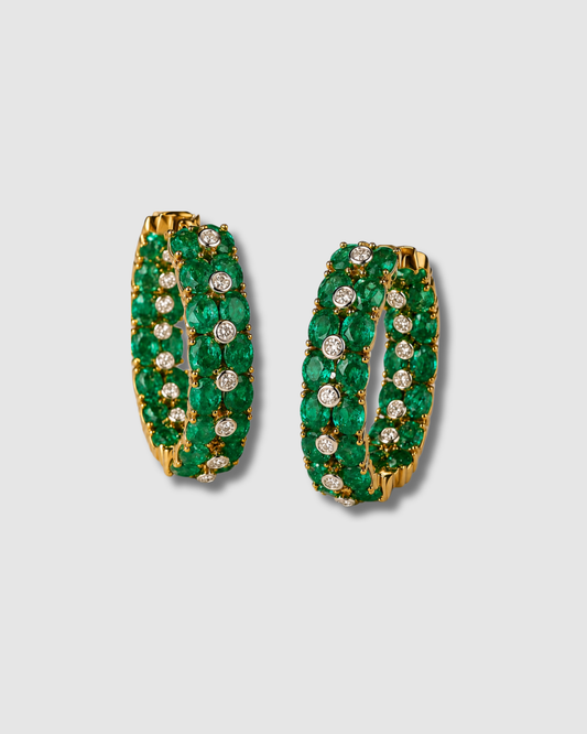 EMERALD DOUBLE HOOPS
