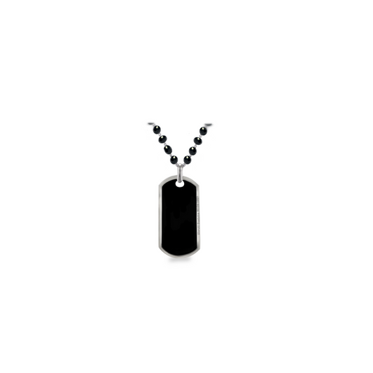 BLACK ONYX AND WHITE GOLD TAG