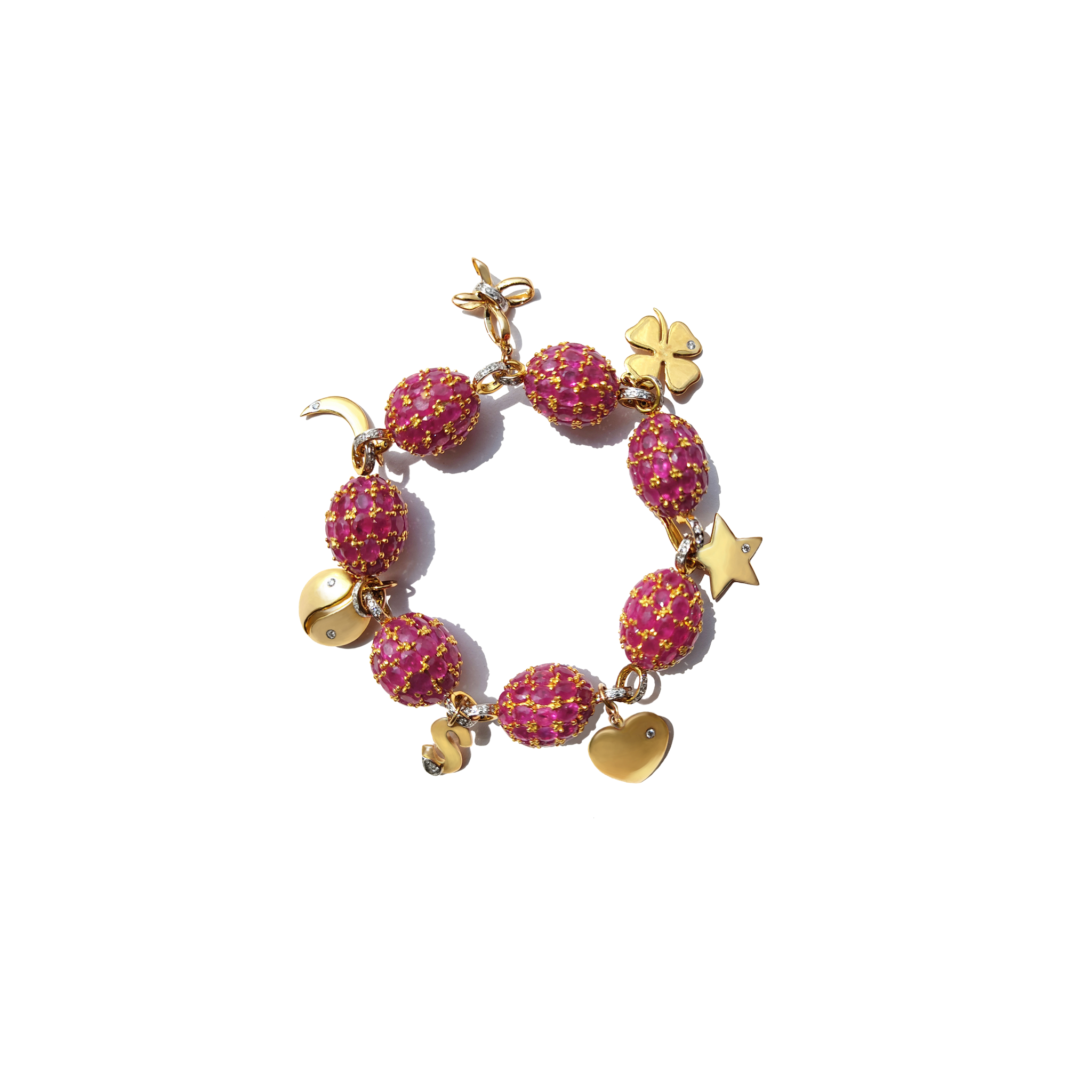 RUBY GEM BALL CHARM BRACELET